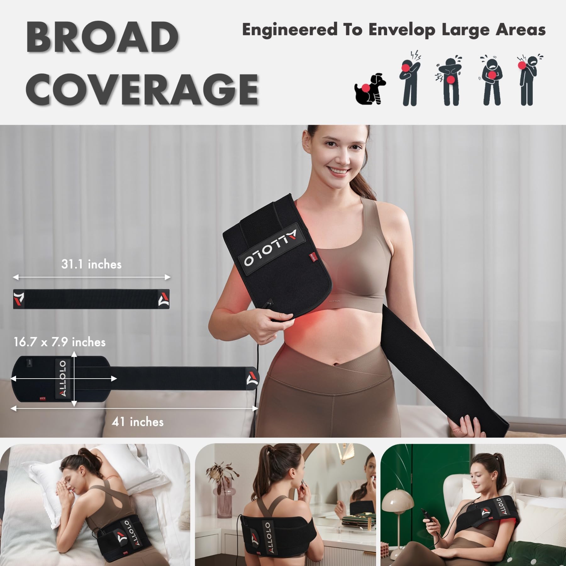 ALLOLO Red Light Therapy Belt | 16.7″ × 7.9″ — Product view 6
