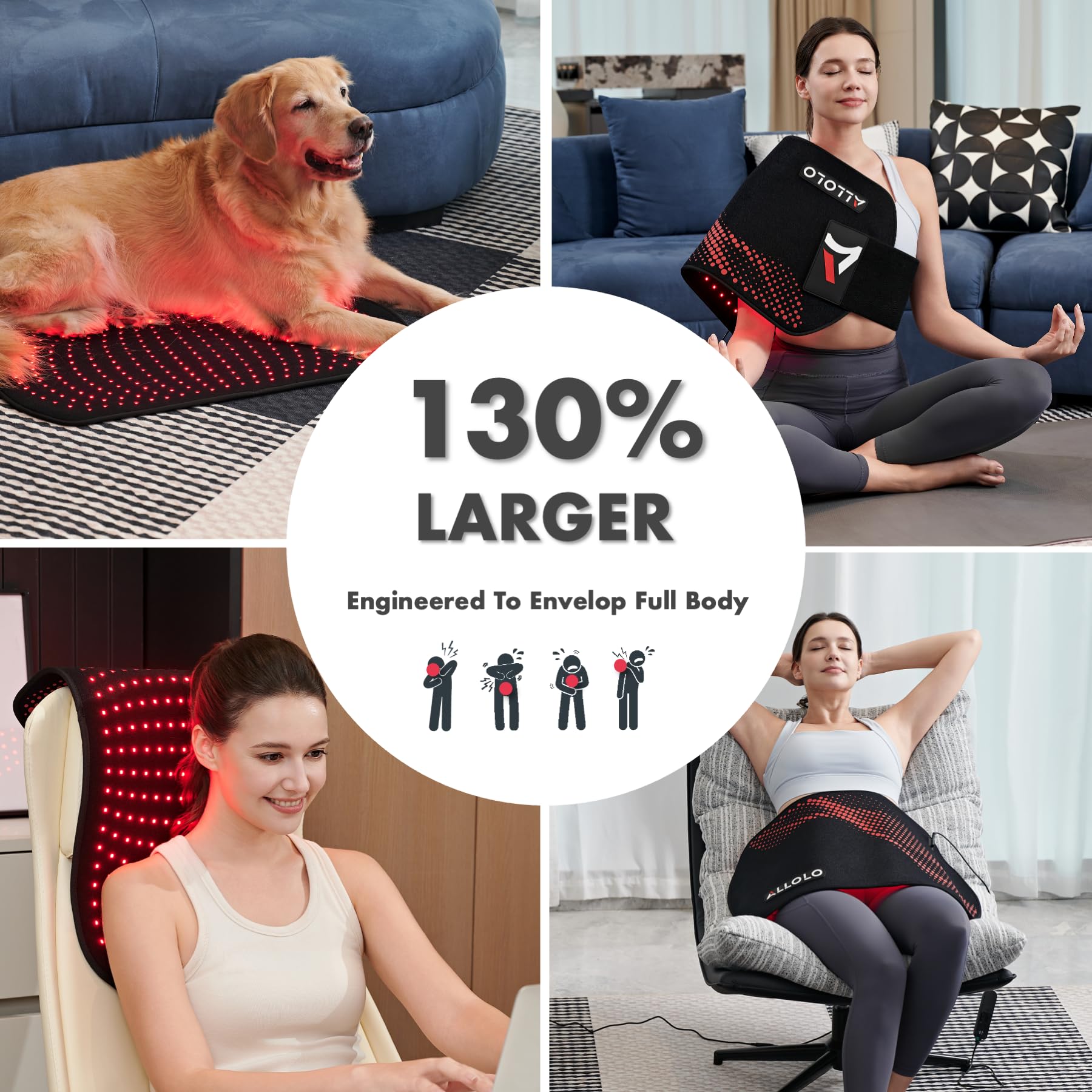 ALLOLO Red Light Therapy Pad | 27.6 × 13.9″ — Product view 9