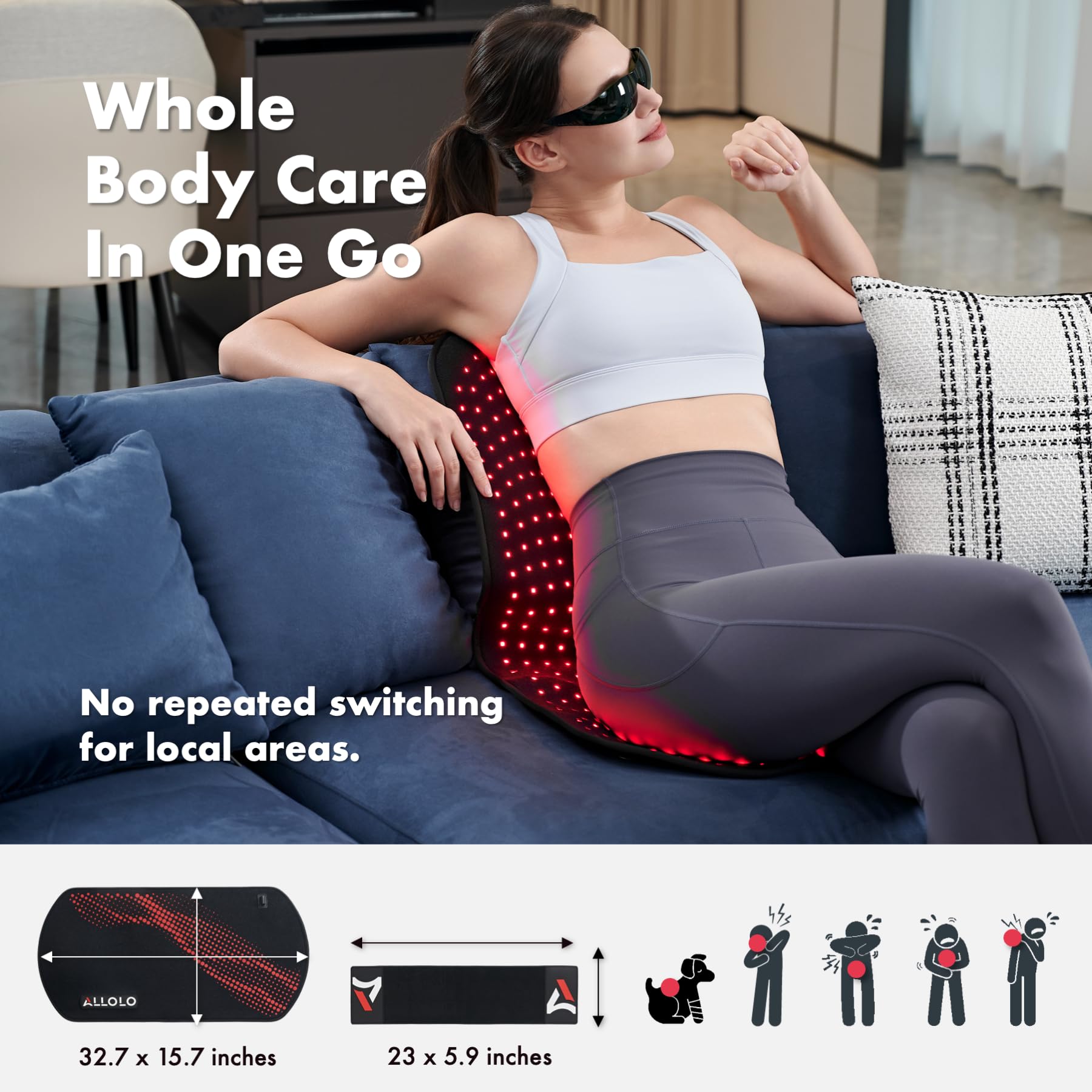 ALLOLO Red Light Therapy Pad | 32.7″ × 15.7″ — Product view 4