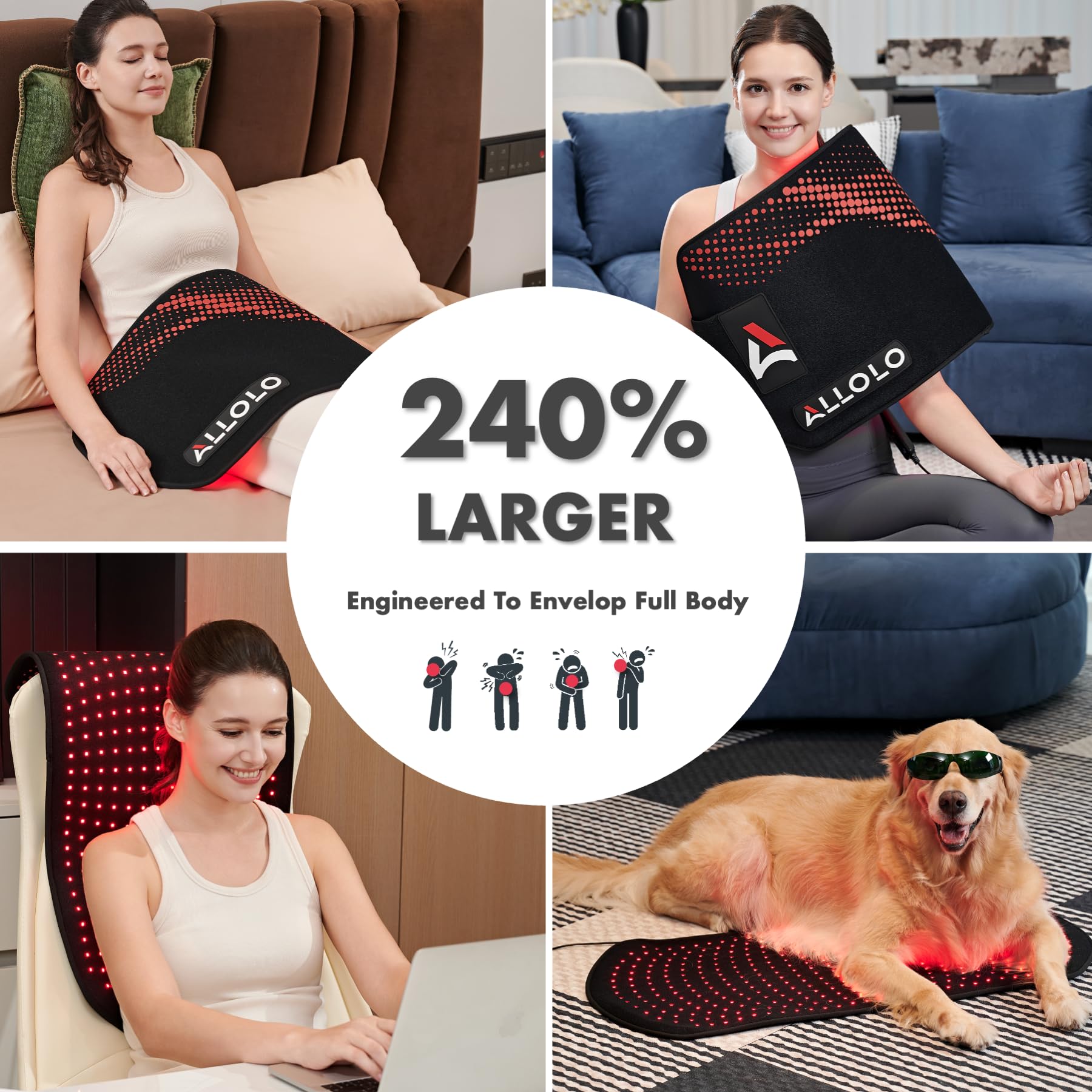 ALLOLO Red Light Therapy Pad | 32.7″ × 15.7″ — Product view 9