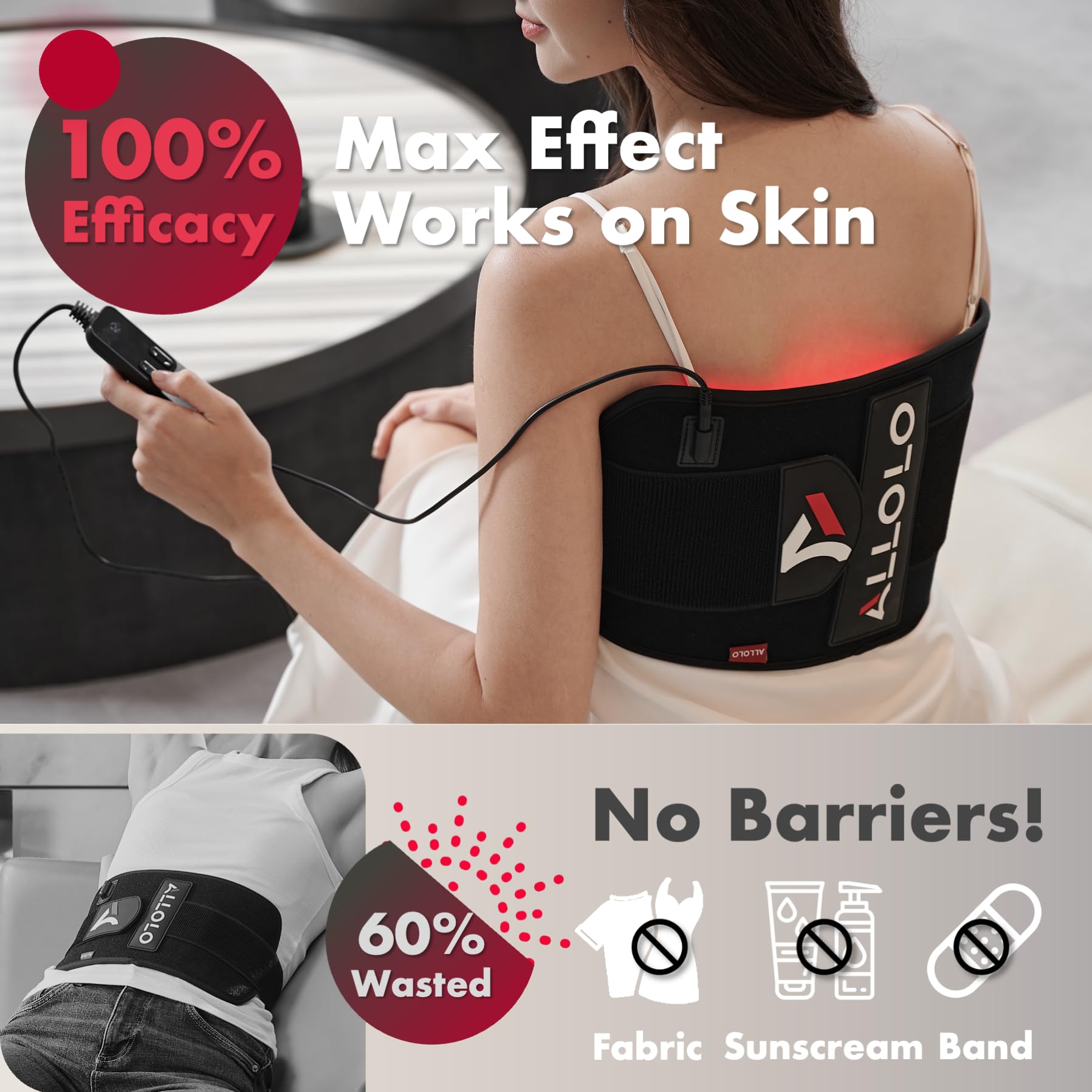 ALLOLO Red Light Therapy Belt | 16.7″ × 7.9″ — Product view 2