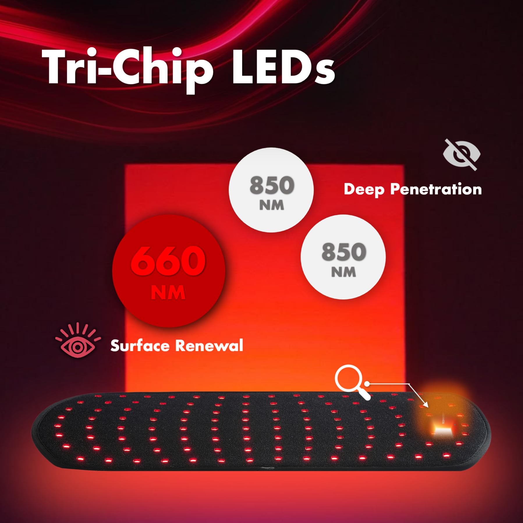 ALLOLO Red Light Therapy Belt | 16.7″ × 7.9″ — Product view 3