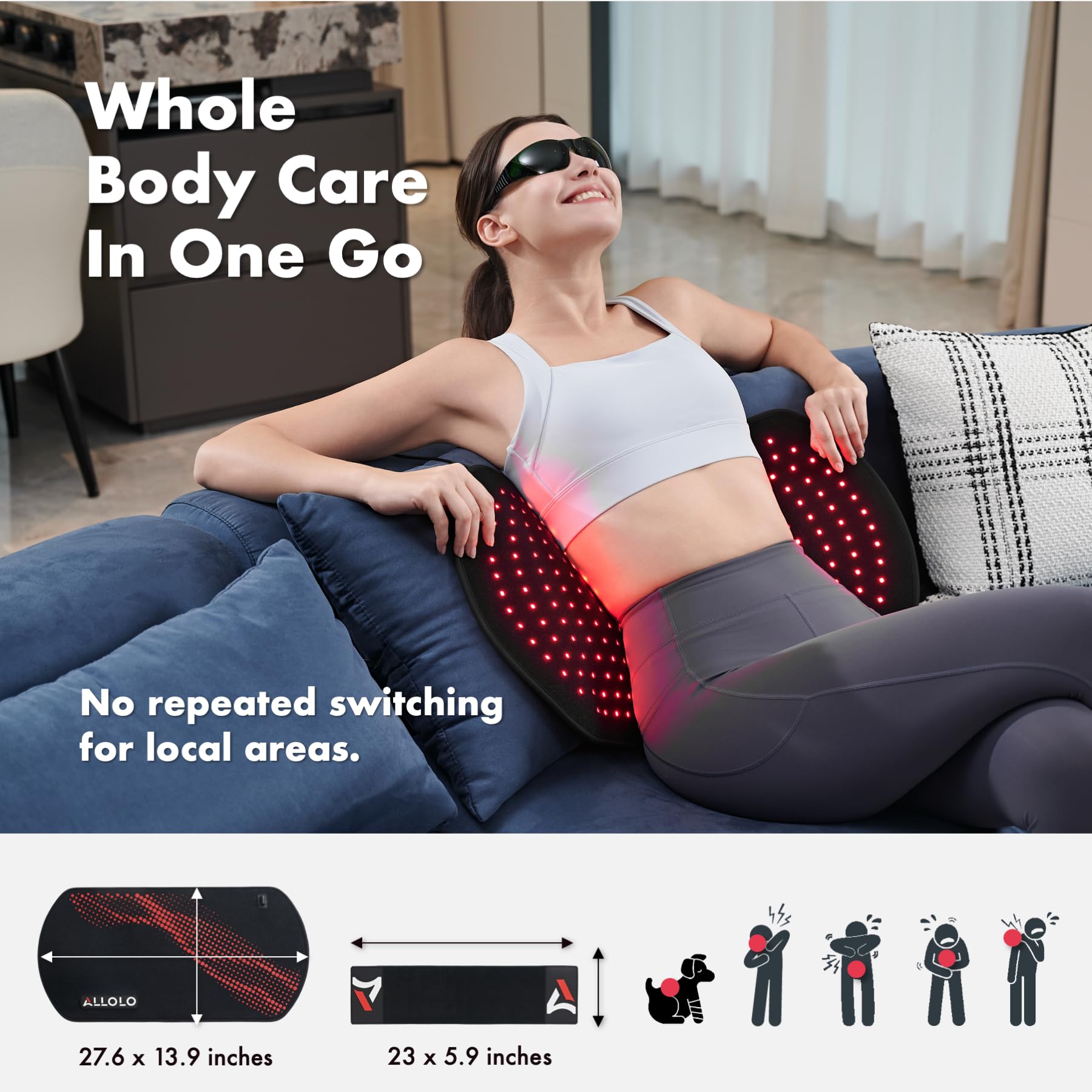 ALLOLO Red Light Therapy Pad | 27.6 × 13.9″ — Product view 4
