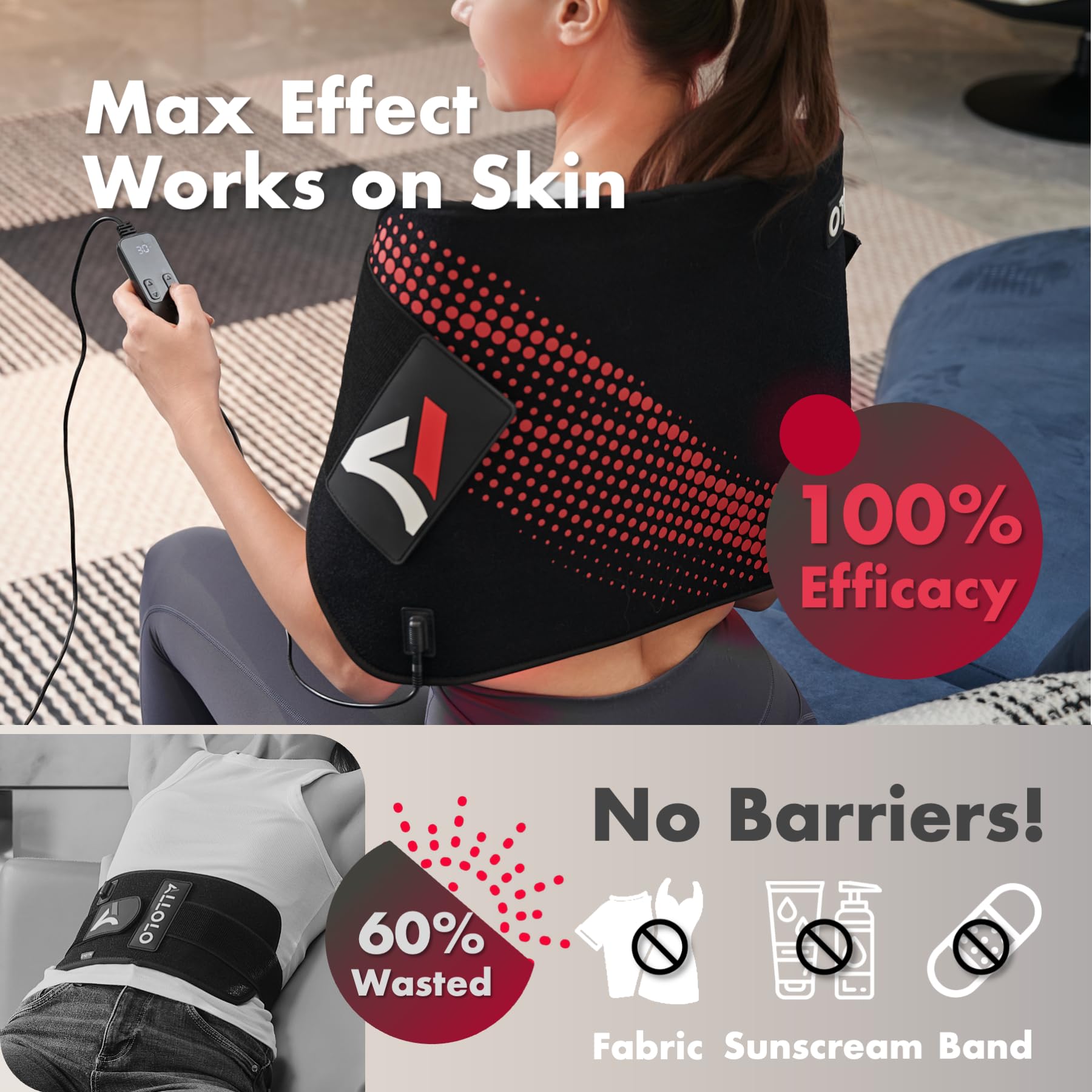 ALLOLO Red Light Therapy Pad | 27.6 × 13.9″ — Product view 5