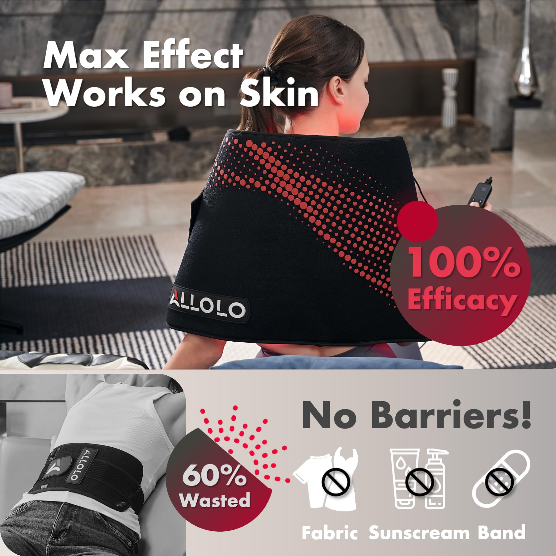 ALLOLO Red Light Therapy Pad | 32.7″ × 15.7″ — Product view 5